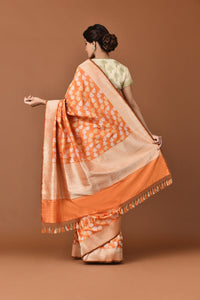 Banarasi Katan Silk Garland Fern Design Saree