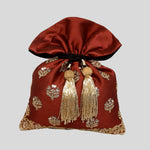 Load image into Gallery viewer, Dupion Silk Traditional Buti Embroidery Potli
