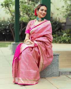 Banarasi Silk Small Bridal Jaal Saree