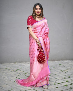 Banarasi Katan Silk Mountain Blossom Saree