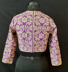 Dupion Silk Ultakatori Jaal Embroidery Purple Blouse
