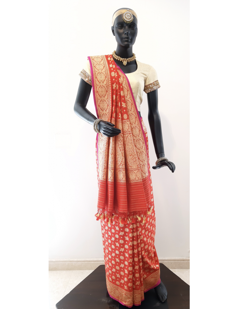 Banarasi Silk Old Legacy Red Saree