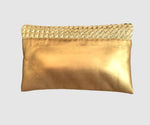 Load image into Gallery viewer, The Z Woven Small Gold Clutch
