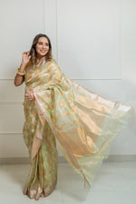 Load image into Gallery viewer, Kota Tissue Silver Gold Falak Saree
