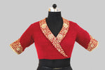 Load image into Gallery viewer, Matka Shawal Collar with Big Mughal Jaal Broder Wine Blouse
