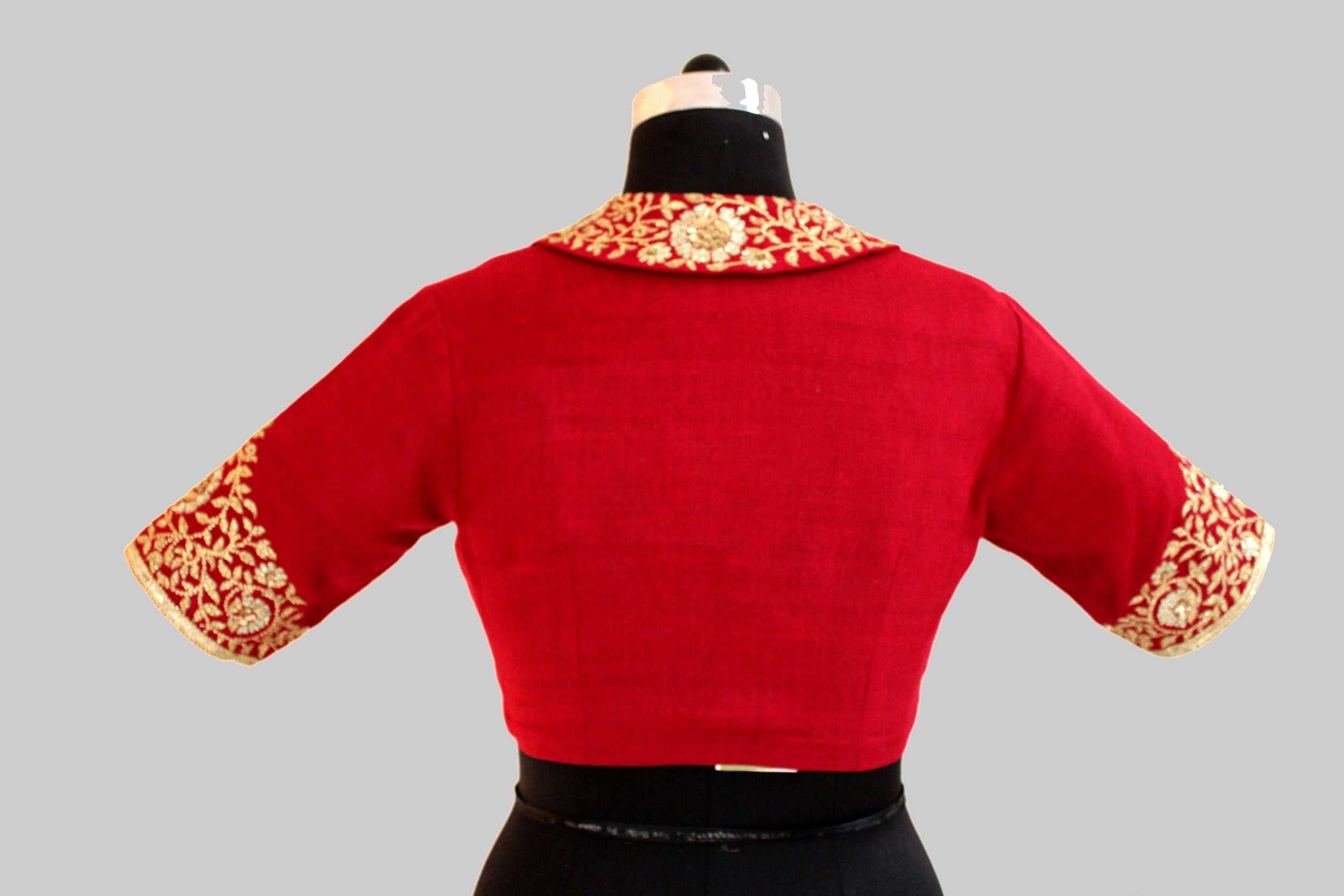 Matka Shawal Collar with Big Mughal Jaal Broder Wine Blouse