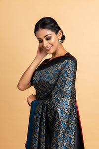Benaras Satin Bird On Tree Saree