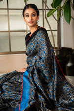 Load image into Gallery viewer, Benaras Satin Bird On Tree Saree
