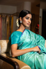 Load image into Gallery viewer, Benaras Satin Woven Basket Saree
