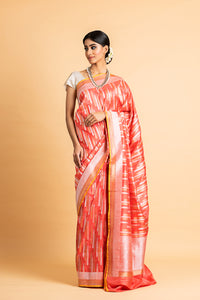 Benaras Katan Silk Silver and Gold Chhadi Fern Saree