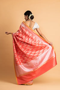 Benaras Katan Silk Silver and Gold Chhadi Fern Saree