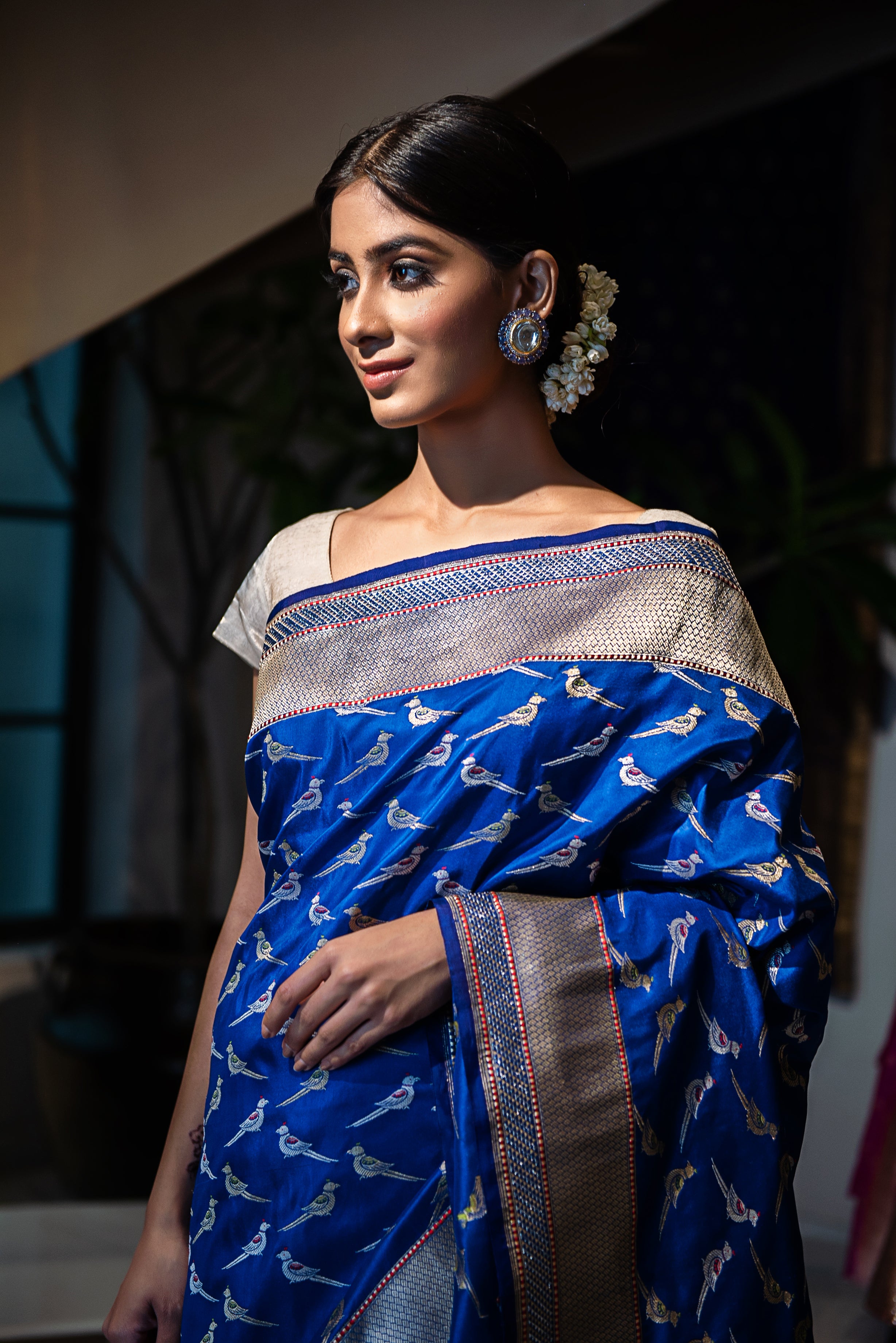 Benaras Silk Parrot Motif Saree