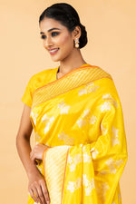 Load image into Gallery viewer, Banarasi Katan Silk Chinar Leaf Yellow Saree
