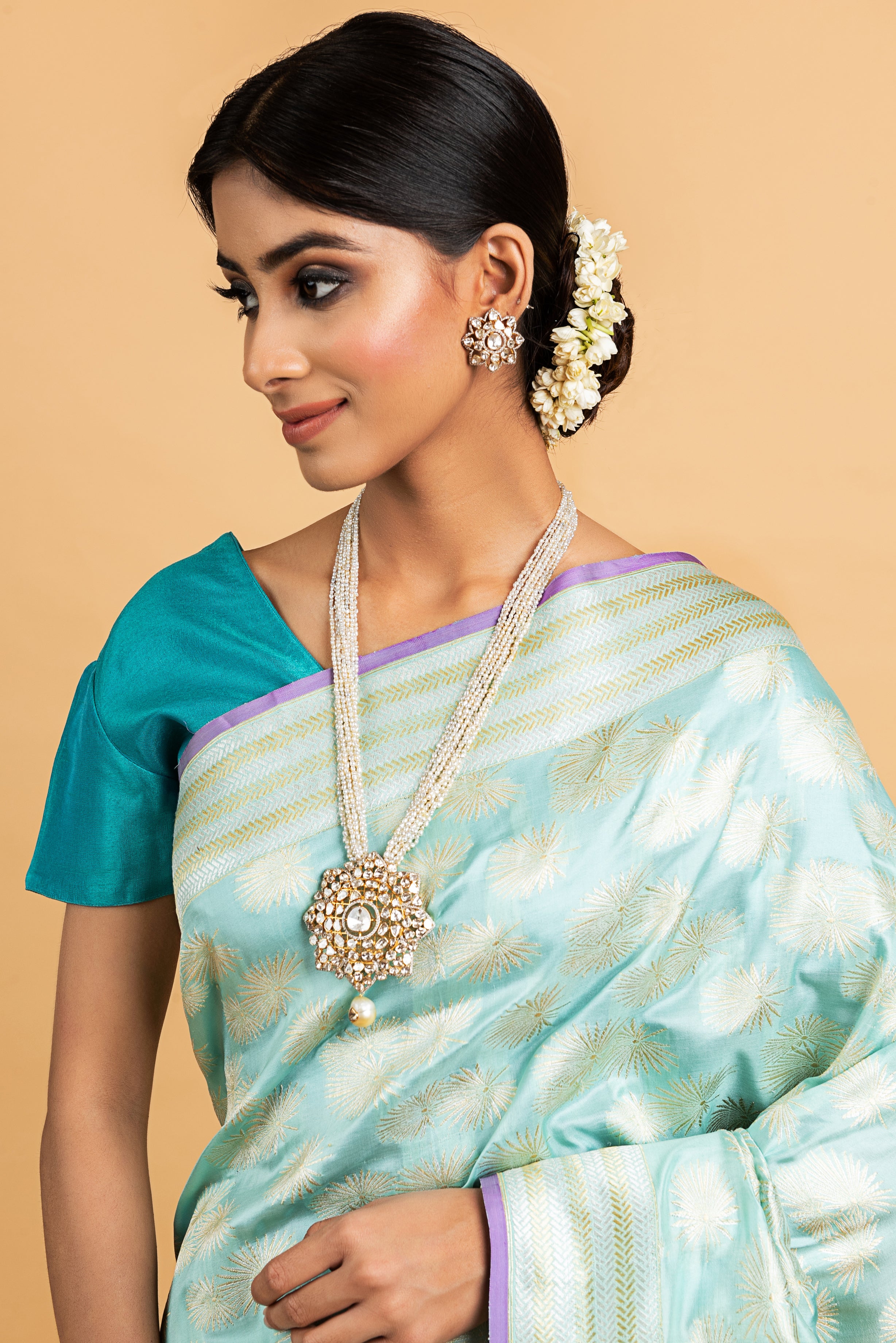 Benaras Silk Forest Palm Leaf Motif Saree