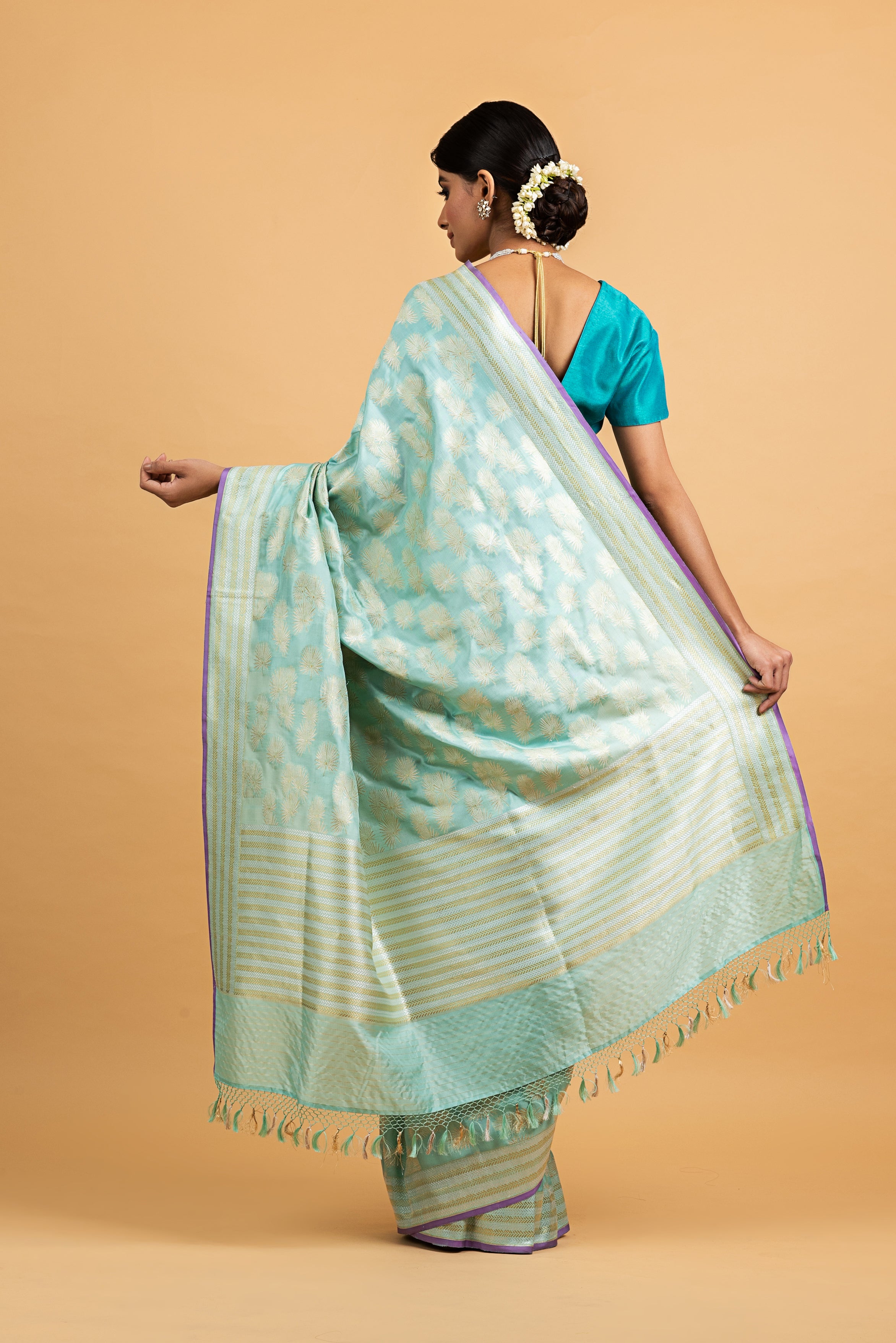 Benaras Silk Forest Palm Leaf Motif Saree