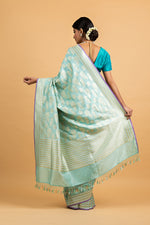 Load image into Gallery viewer, Benaras Silk Forest Palm Leaf Motif Saree
