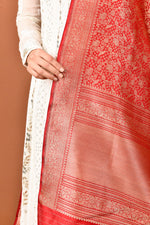 Load image into Gallery viewer, Banarasi Silk Allover Elephant With Bird Jaal Dupatta
