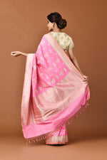 Load image into Gallery viewer, Banarasi Silk Phool Bahar Buta Pink Saree
