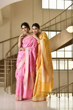 Load image into Gallery viewer, Banarasi Silk Phool Bahar Buta Pink Saree
