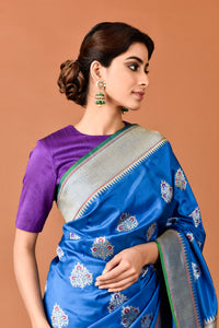 Banarasi Silk Phool Bagh Blue Saree