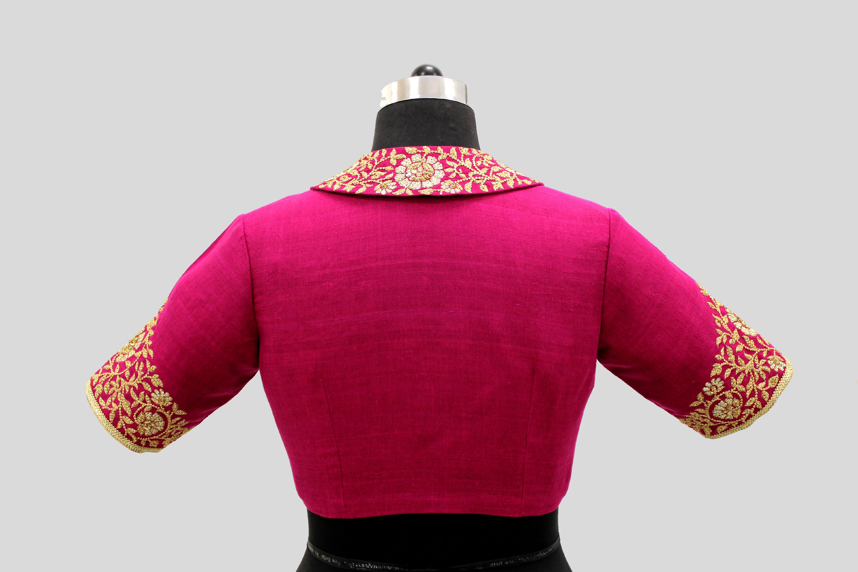 Matka Shawal Collar with Big Mughal Jaal Broder Wine Blouse