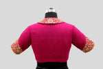Load image into Gallery viewer, Dupion Silk Shawal Collar with Big Mughal Jaal Broder Wine Blouse
