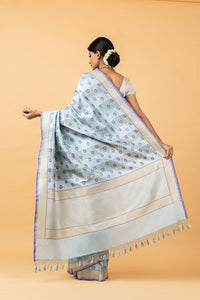 Benaras Katan Silk Mountain Blossom Saree