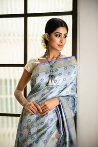 Benaras Katan Silk Mountain Blossom Saree