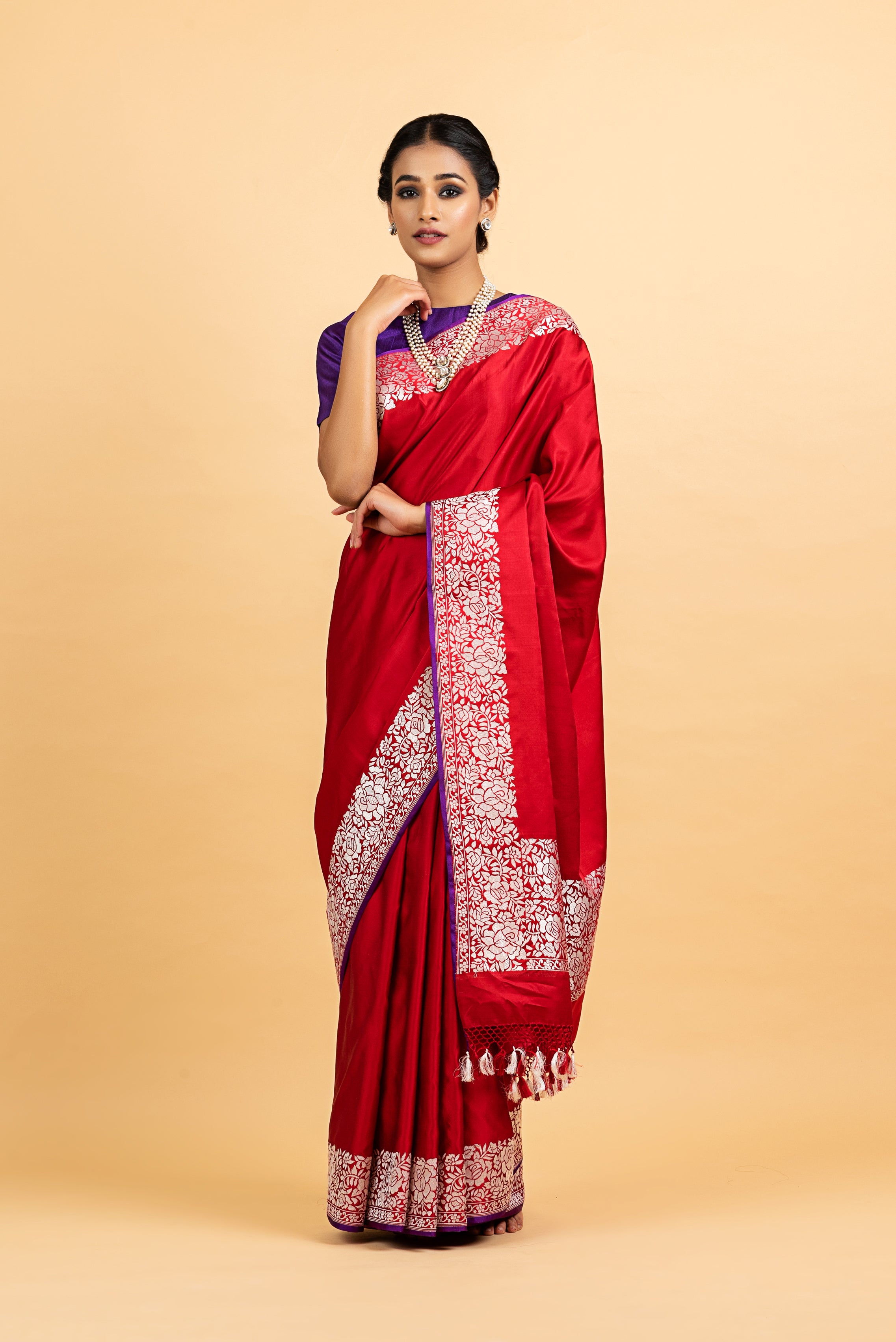 Benaras Satin Parsi Gara Border Saree