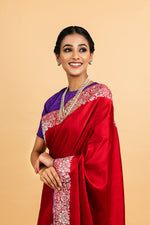 Load image into Gallery viewer, Benaras Satin Parsi Gara Border Saree
