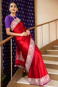 Benaras Satin Parsi Gara Border Saree