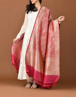 Load image into Gallery viewer, Banarasi Silk Dupatta Peacock Jaal Rani Pink Dupatta
