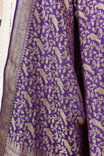 Load image into Gallery viewer, Banarasi Silk Dupatta Allover Big Parrot Jaal Purple Dupatta
