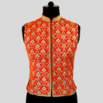 Load image into Gallery viewer, Dupion Silk Kasmiri Jaal Embroidered Red Jacket
