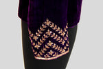 Load image into Gallery viewer, Velvet Dori Embroidered Greaded Herringbone Brocade Paan Buta Purple Jaket
