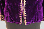 Load image into Gallery viewer, Velvet Dori Embroidered Greaded Herringbone Brocade Paan Buta Purple Jaket
