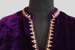 Load image into Gallery viewer, Velvet Dori Embroidered Greaded Herringbone Brocade Paan Buta Purple Jaket
