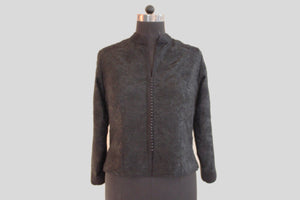 Dupion Silk Gulistan Resham Jaal Embroidered Black Jacket