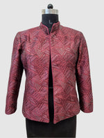 Load image into Gallery viewer, Dupion Silk Distant Triangles Embroidered Jacket
