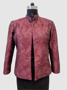 Dupion Silk Distant Triangles Embroidered Jacket