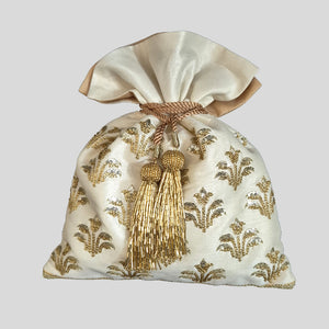 Dupion Silk Tulip Flower Embroidery Potli