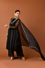 Load image into Gallery viewer, Kota Silk Pintac Tunic With Zardori Flower Broder Embroidery With Palazzo &amp; Dupatta Outfit
