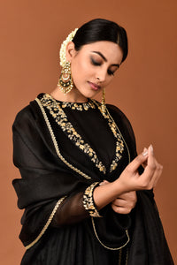 Kota Silk Pintac Tunic With Zardori Flower Broder Embroidery With Palazzo & Dupatta Outfit