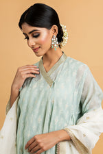 Load image into Gallery viewer, Kota Choga Off White Khadi Print With Embroidery Highlighting Outfit
