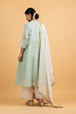 Load image into Gallery viewer, Kota Choga Off White Khadi Print With Embroidery Highlighting Outfit
