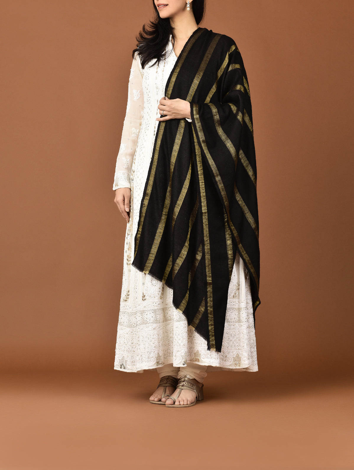 Pashmina Shawl With Zari Black Stole