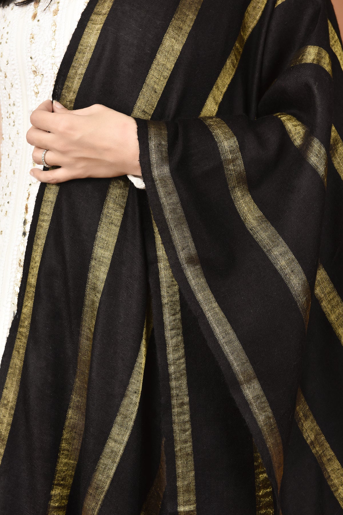 Pashmina Shawl With Zari Black Stole