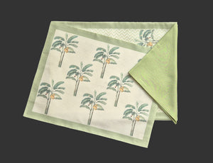 Dupion Silk Banana Tree Motif Ivory Mat Set