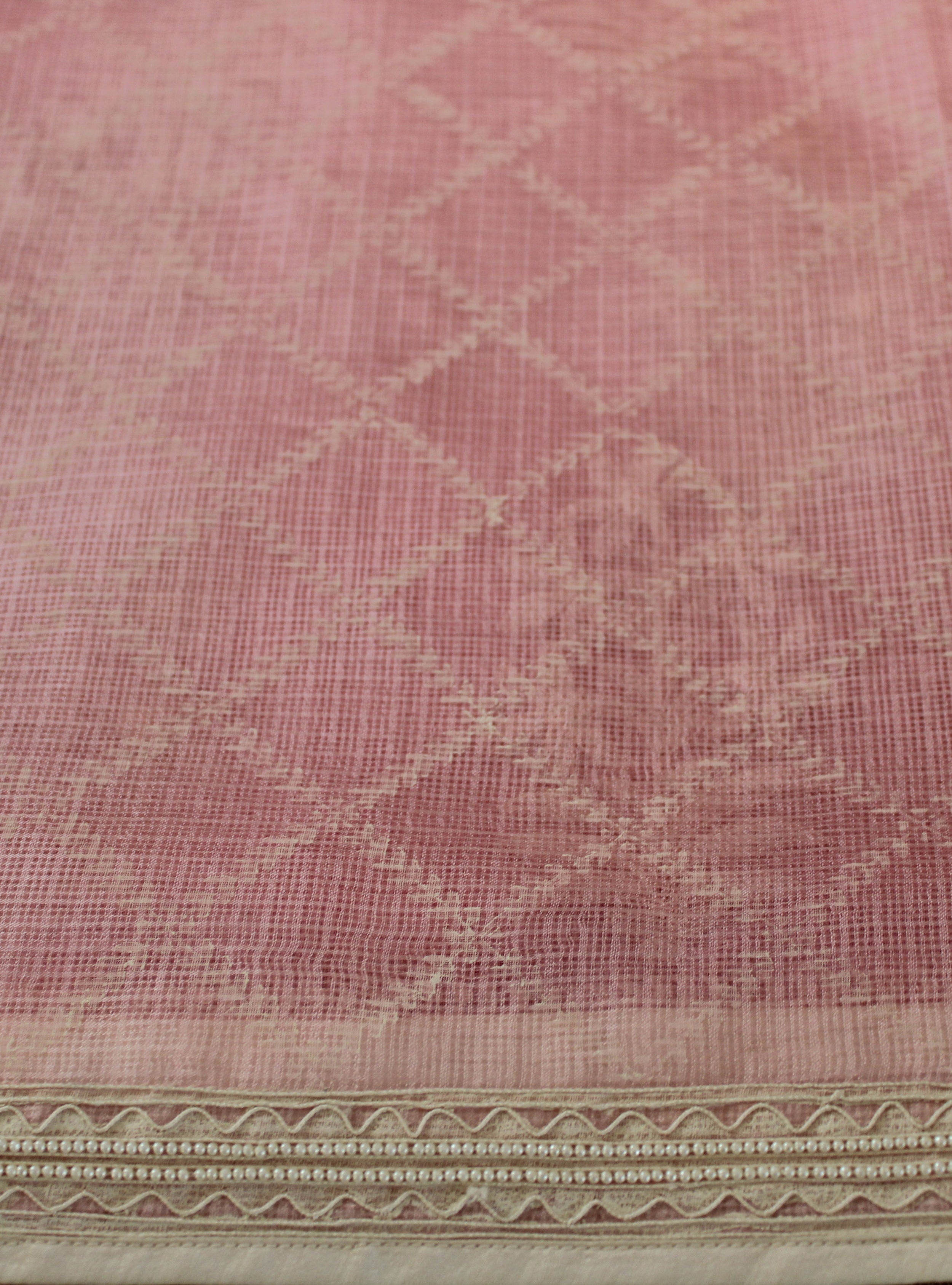 Kota Silk Off White White Khadi Print With Dori Pearl Embroidery Saree