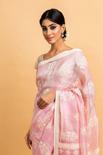 Load image into Gallery viewer, Kota Silk Off White White Khadi Print With Dori Pearl Embroidery Saree
